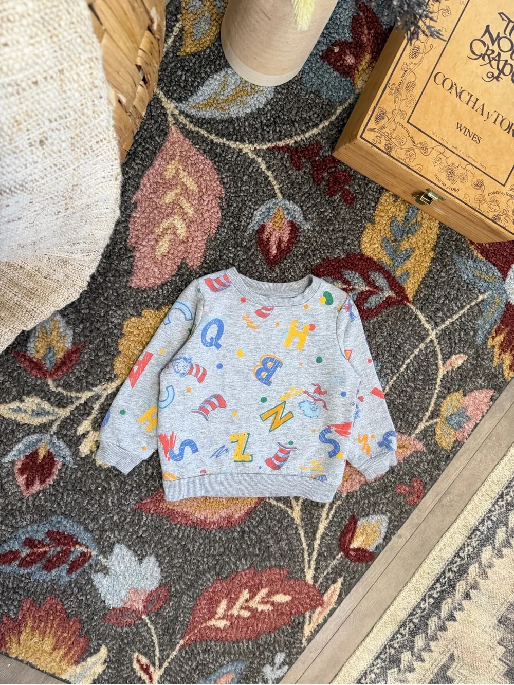 Dr. Seuss Alphabet Print Sweatshirt 2T Toddler Gray Multicolor Alphabet